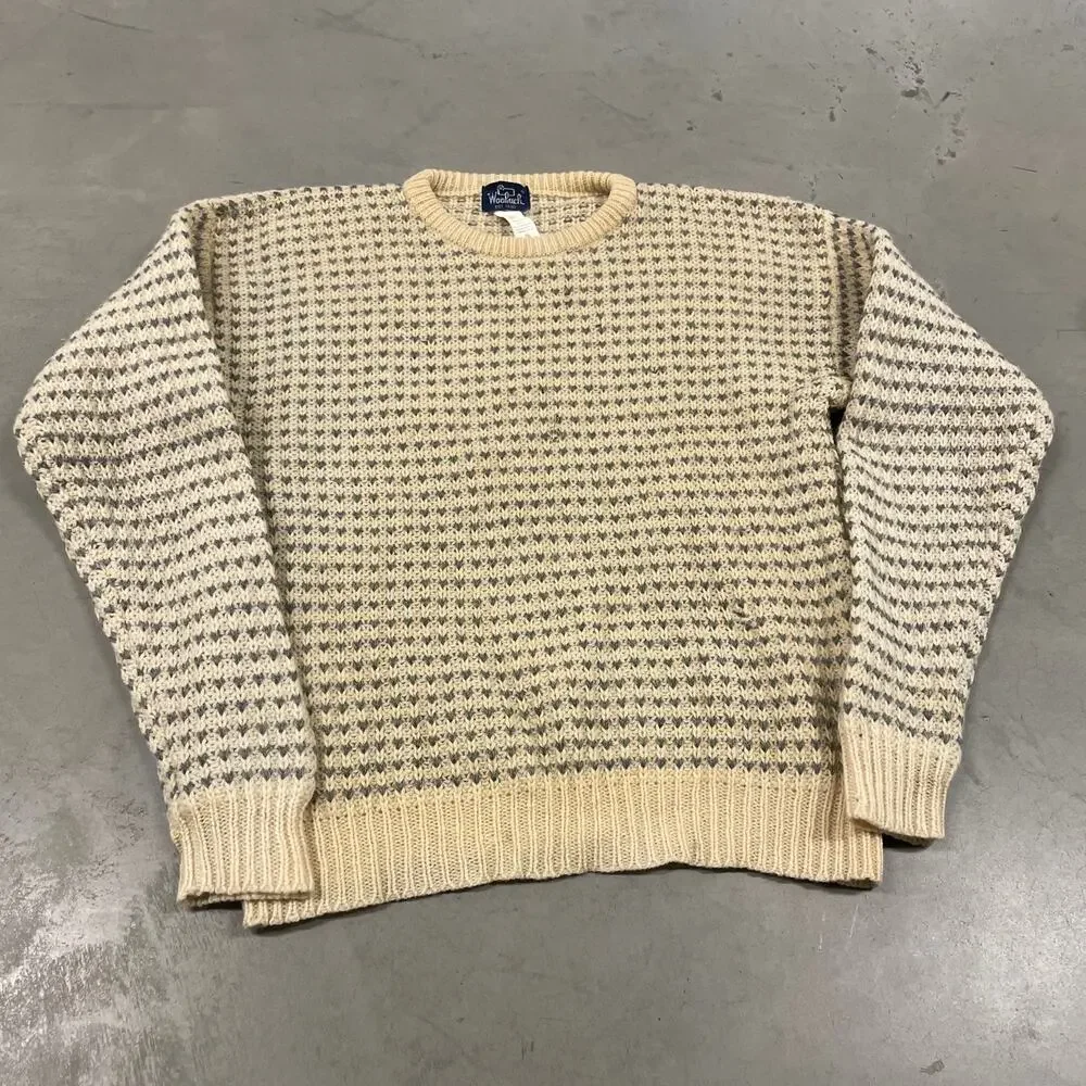 Vintage cream patterned cable knit textured Woolrich knitted fisherman sweater